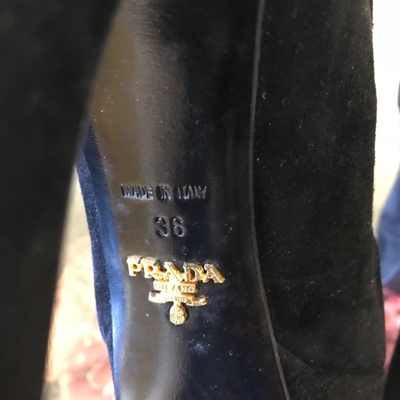 Prada platform suede peep toe heel straps sandal - Picture 5 of 7